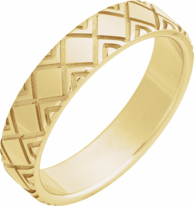 14K Yellow Gold 5 mm Faceted Pattern Band Size 7