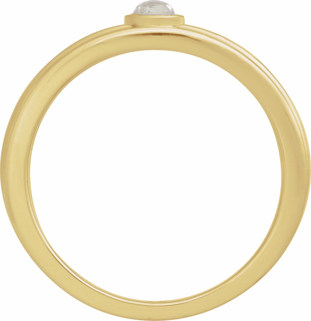 14K Yellow Gold 3 mm Round Natural Rainbow Moonstone Cabochon Ring
