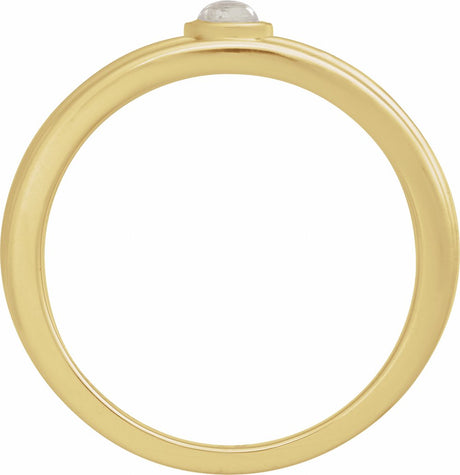 14K Yellow Gold 3 mm Round Natural Rainbow Moonstone Cabochon Ring