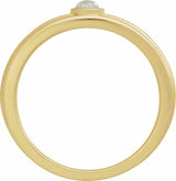 14K Yellow Gold 3 mm Round Natural Rainbow Moonstone Cabochon Ring