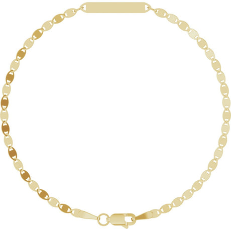 14K Yellow Gold Engravable Bar & Mirror Chain 7 1/2" Bracelet