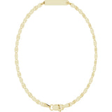 14K Yellow Gold Engravable Bar & Mirror Chain 7 1/2" Bracelet