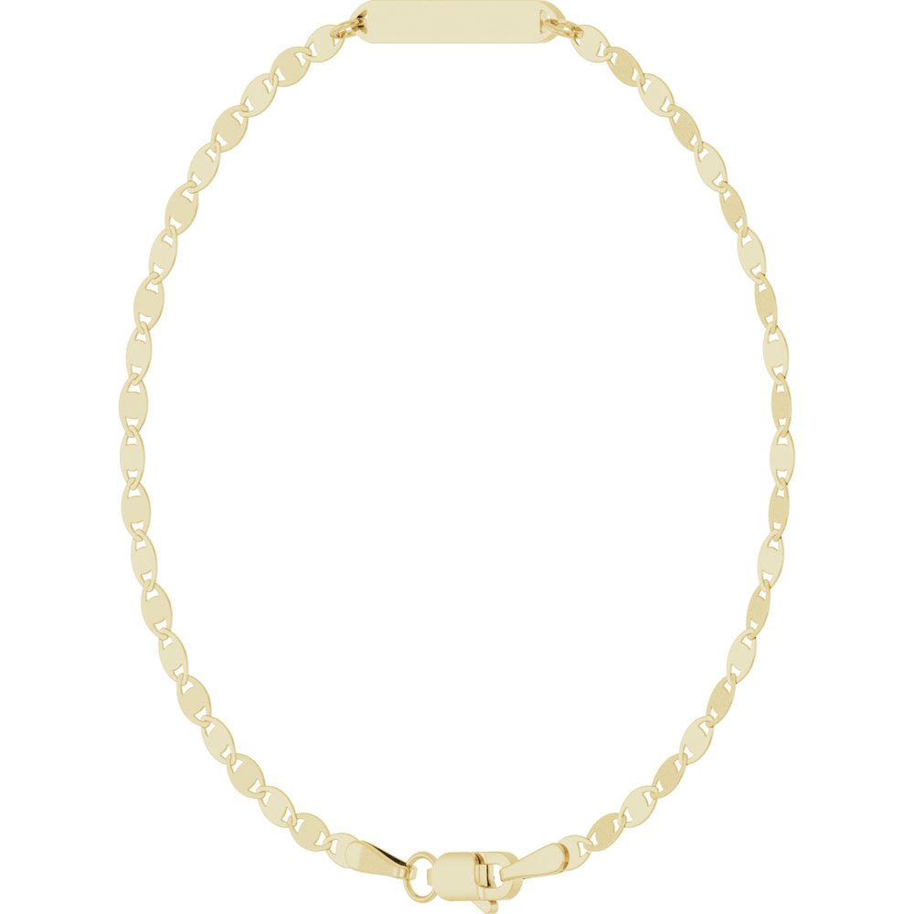 14K Yellow Gold Engravable Bar & Mirror Chain 7 1/2" Bracelet