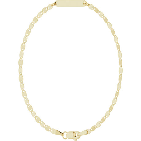 14K Yellow Gold Engravable Bar & Mirror Chain 7 1/2" Bracelet