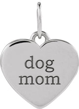 14K White Gold .02 CTW Natural Diamond Dog Mom Paw Print Heart Pendant
