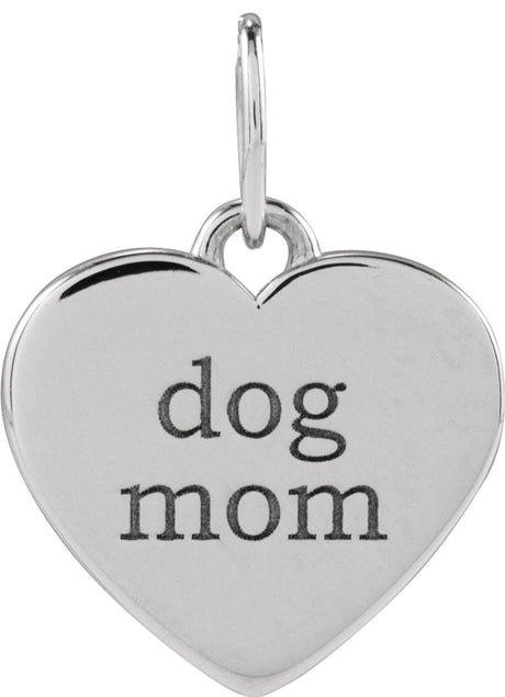 14K White Gold .02 CTW Natural Diamond Dog Mom Paw Print Heart Pendant