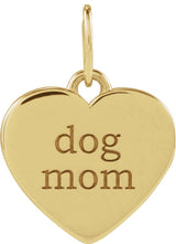 14K Yellow Gold .02 CTW Natural Diamond Dog Mom Paw Print Heart Pendant