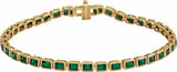 14K Yellow Gold Natural Tsavorite Garnet Line 7" Bracelet 