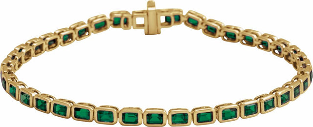 14K Yellow Gold Natural Tsavorite Garnet Line 7" Bracelet 