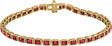 14K Yellow Gold Lab-Grown Ruby Line 7" Bracelet 