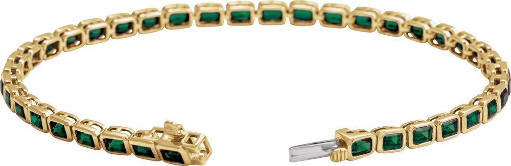 14K Yellow Gold Natural Tsavorite Garnet Line 7" Bracelet