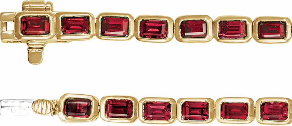 14K Yellow Gold Lab-Grown Ruby Line 7" Bracelet 