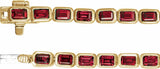 14K Yellow Gold Lab-Grown Ruby Line 7" Bracelet 