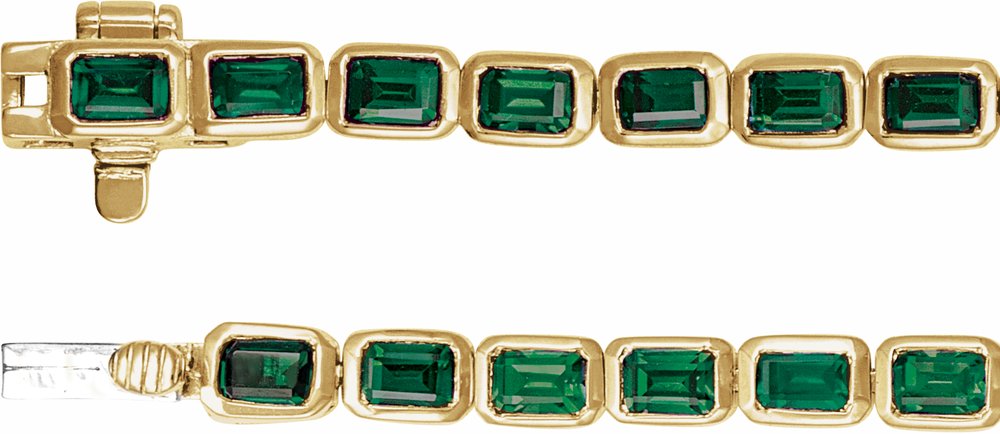 14K Yellow Gold Natural Tsavorite Garnet Line 7" Bracelet 