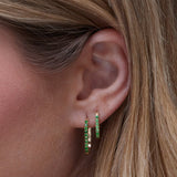 14K White Natural Tsavorite Garnet 20 mm Hoop Earrings