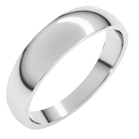 10K White Gold 5 mm Tapered Comfort-Fit Half Round Band Size 8.5