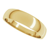 10K Yellow Gold 5 mm Tapered Comfort-Fit Half Round Band Size 8