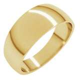 14K Yellow Gold 8 mm Tapered Comfort-Fit Half Round Band Size 7