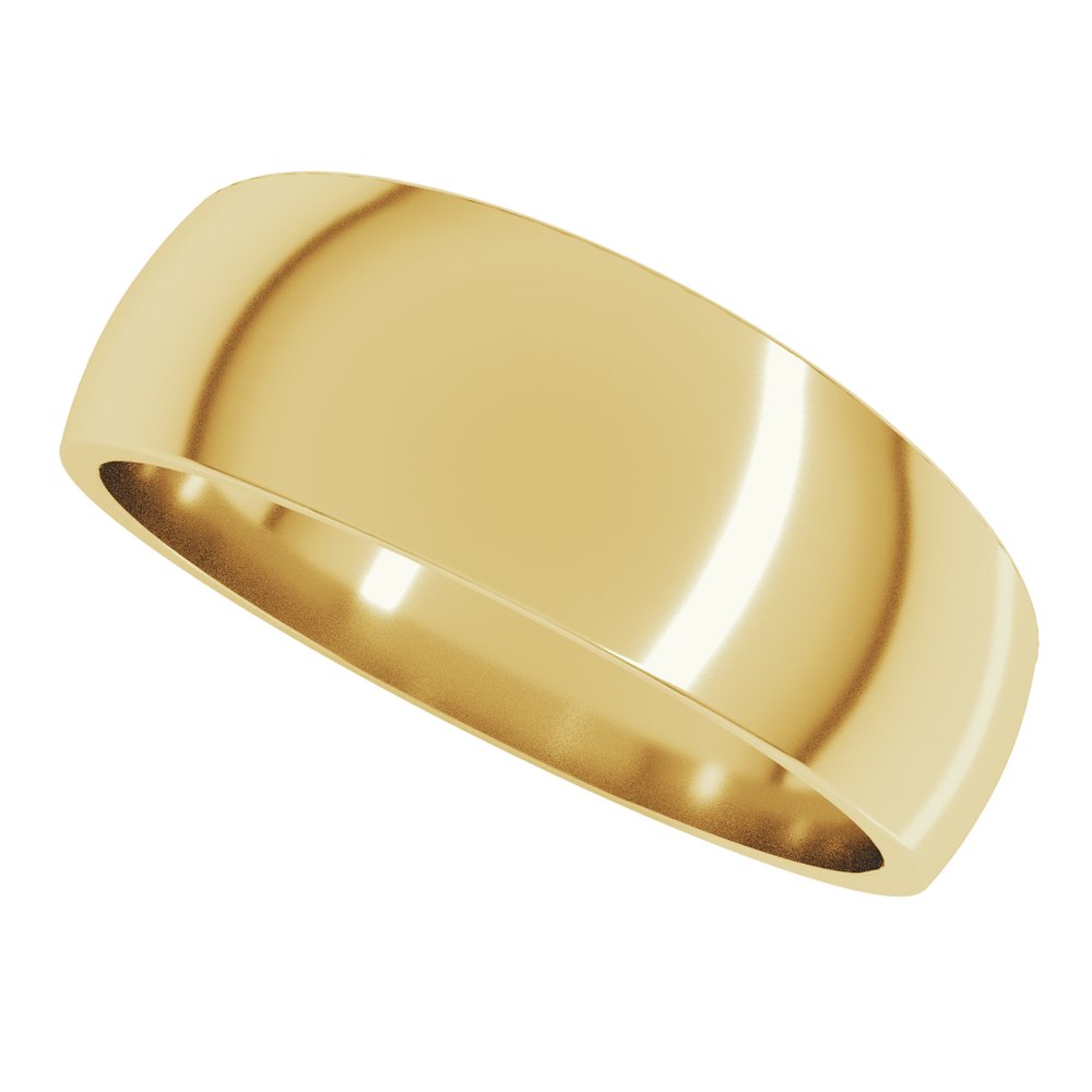 14K Yellow Gold 7 mm Tapered Comfort-Fit Half Round Band