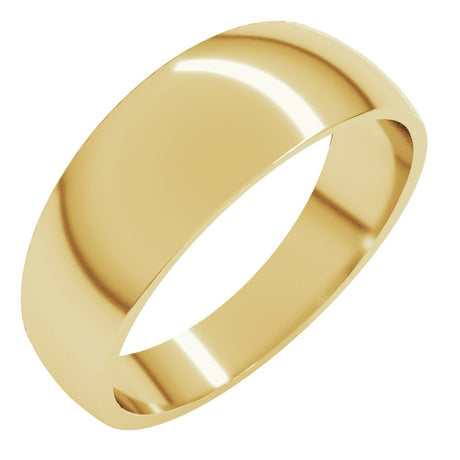 10K Yellow Gold 7 mm Tapered Comfort-Fit Half Round Band Size 8