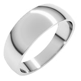 Platinum 7 mm Tapered Comfort-Fit Half Round Band Size 7