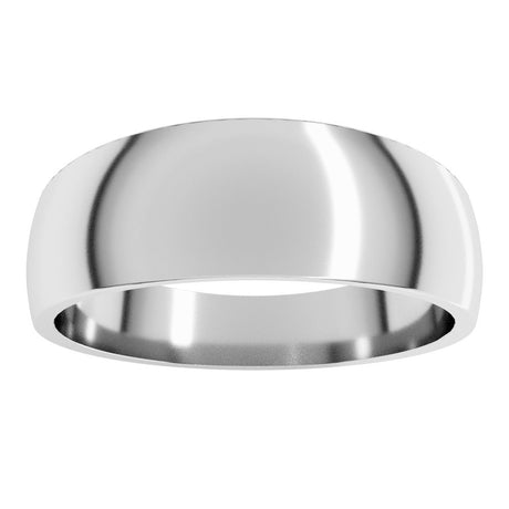 14K White Gold 7 mm Tapered Comfort-Fit Half Round Band Size 7