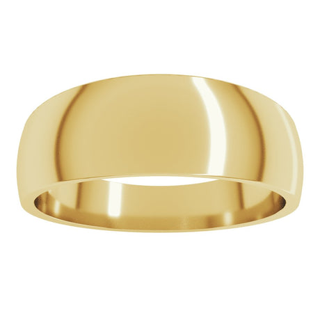 14K Yellow Gold 7 mm Tapered Comfort-Fit Half Round Band Size 5