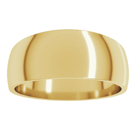 10K Yellow Gold 8 mm Tapered Comfort-Fit Half Round Band Size 12.5