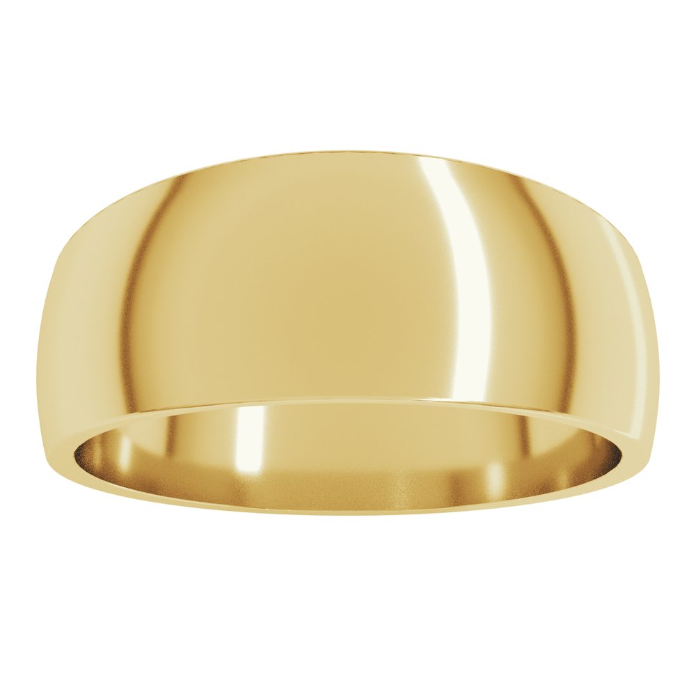 14K Yellow Gold 8 mm Tapered Comfort-Fit Half Round Band Size 7