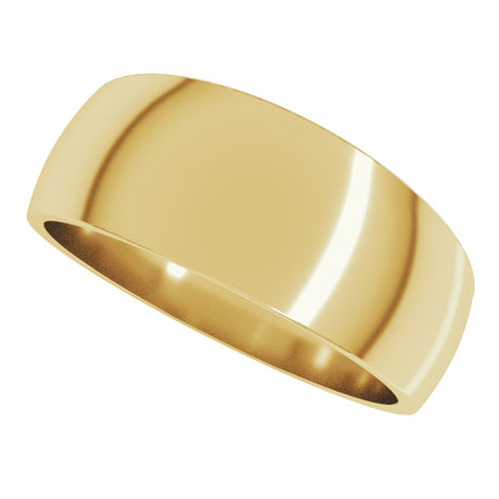 14K Yellow Gold 8 mm Tapered Comfort-Fit Half Round Band Size 7
