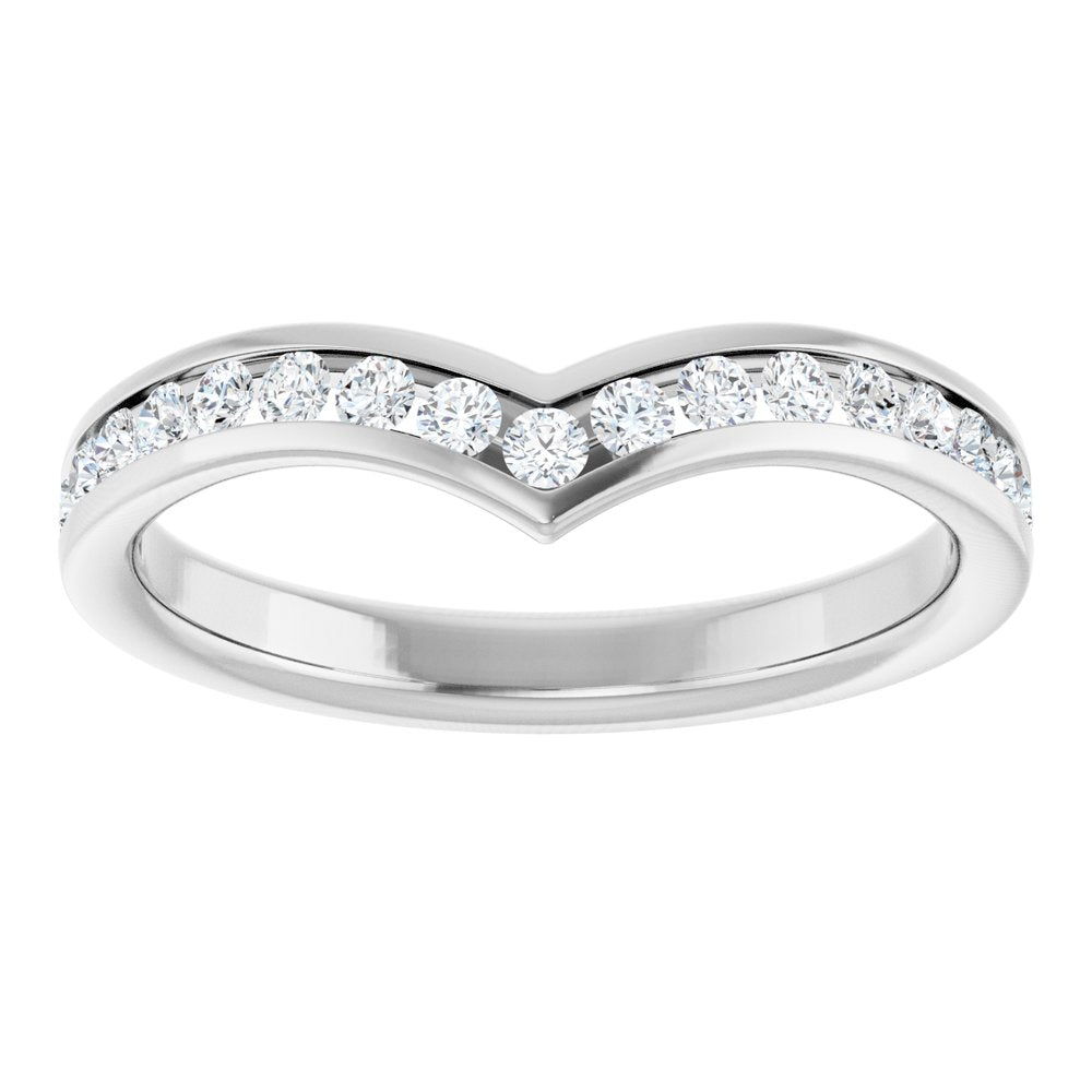 14K White Gold 3/8 CTW Natural Diamond Contour Band