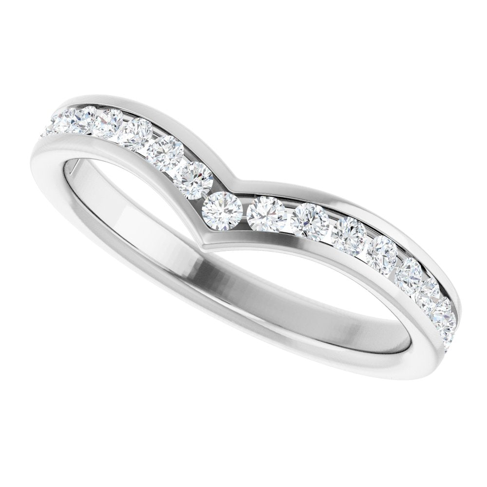 14K White Gold 3/8 CTW Natural Diamond Contour Band