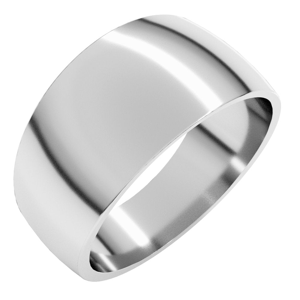 14K White Gold 10 mm Tapered Comfort-Fit Half Round Band Size 7