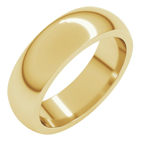10K Yellow Gold 6 mm Heavyweight Half Round Band Size 6