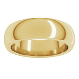 14K Yellow Gold 6 mm Heavyweight Half Round Band Size 4.5
