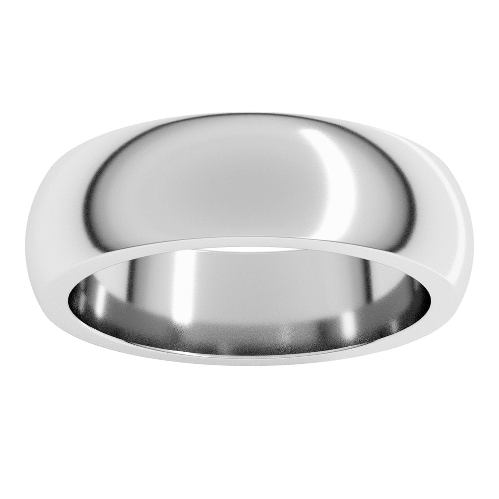 10K White Gold 6 mm Heavyweight Half Round Band Size 8.5