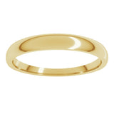 14K Yellow Gold 3 mm Tapered Comfort-Fit Half Round Band Size 5.5