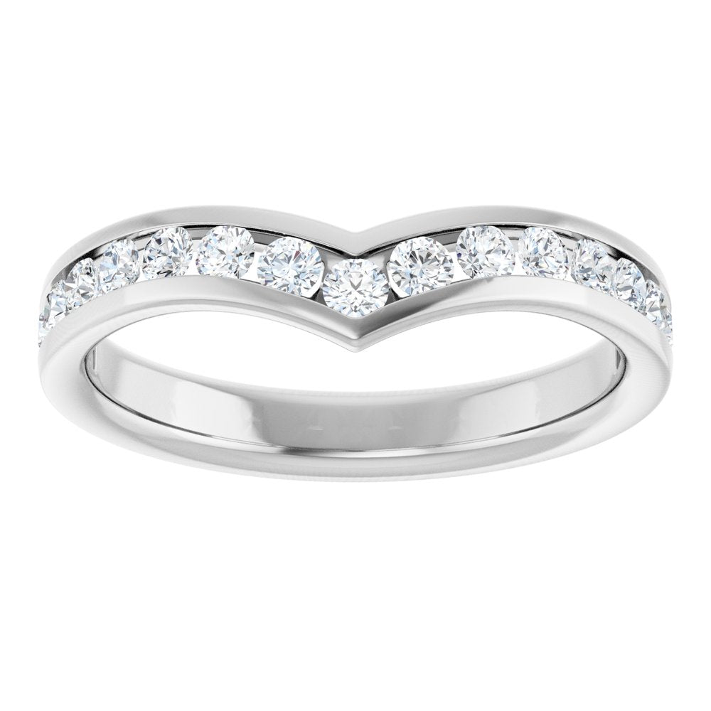 14K White Gold 1/2 CTW Natural Diamond Contour Band