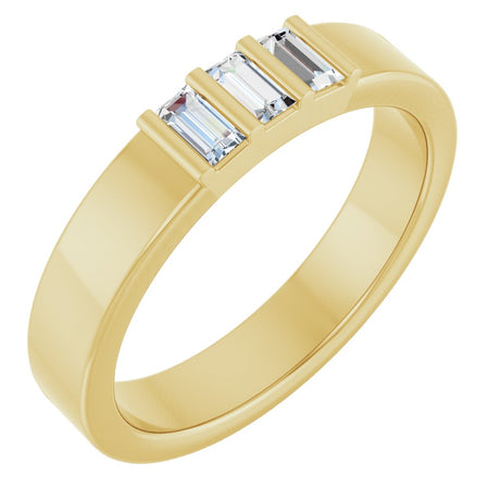 14K Yellow Gold 1/5 CTW Lab-Grown Diamond Three Stone Band
