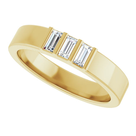 14K Yellow Gold 1/5 CTW Lab-Grown Diamond Three Stone Band