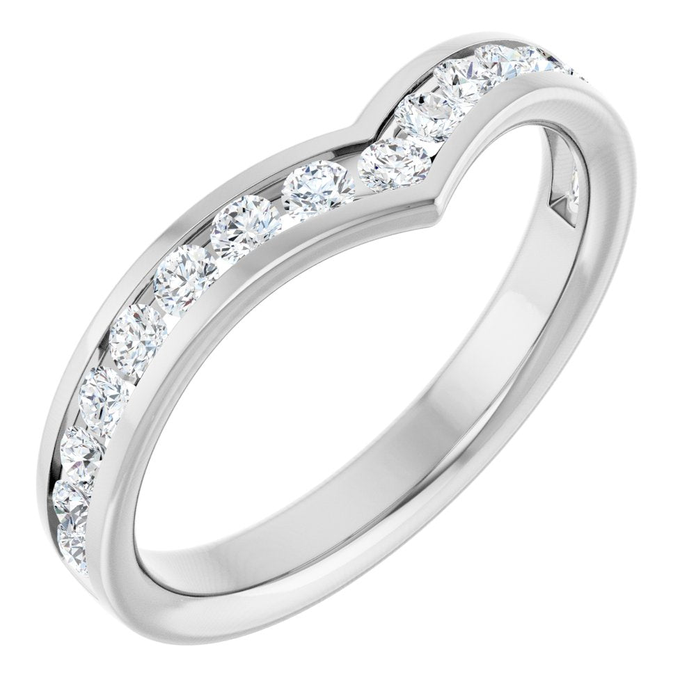 14K White Gold 1/2 CTW Natural Diamond Contour Band