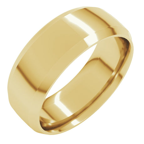 14K Yellow Gold 8 mm Beveled-Edge Comfort-Fit Half Round Band Size 9