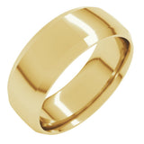 14K Yellow Gold 8 mm Beveled-Edge Comfort-Fit Half Round Band Size 8.5