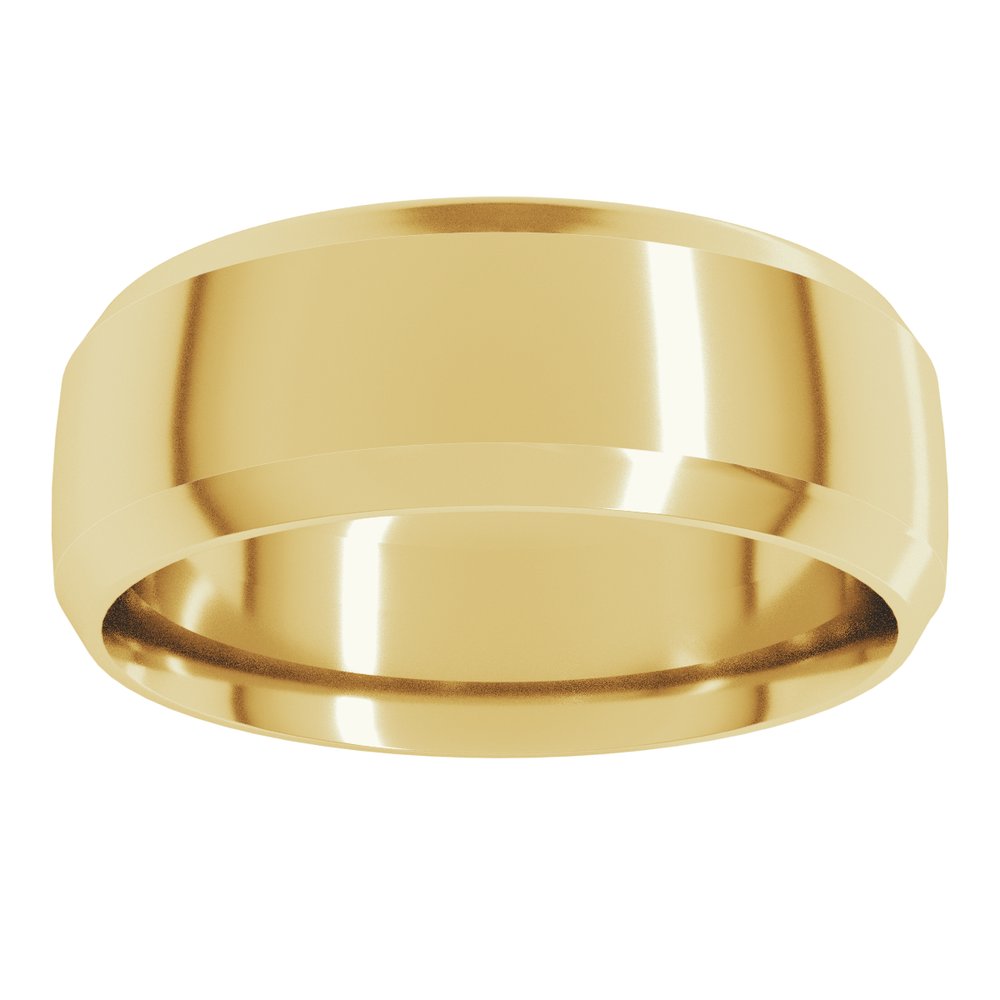 14K Yellow Gold 8 mm Beveled-Edge Comfort-Fit Half Round Band Size 8.5