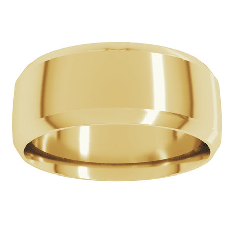 10K Yellow Gold 9 mm Beveled-Edge Comfort-Fit Half Round Band Size 9.5