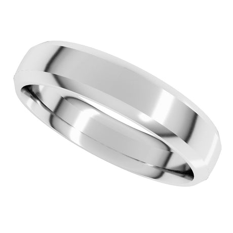 Platinum 5 mm Beveled-Edge Comfort-Fit Half Round Band Size 10