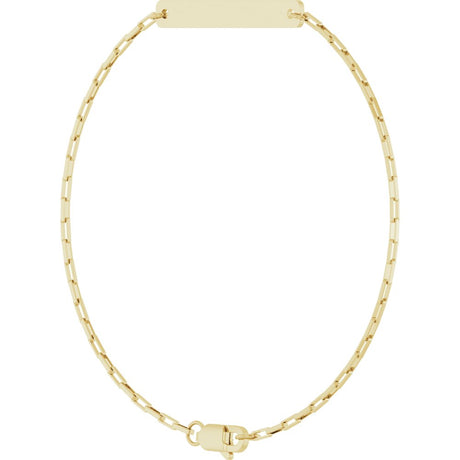 14K Yellow Gold Engravable Paperclip-Style Link 7" Bracelet