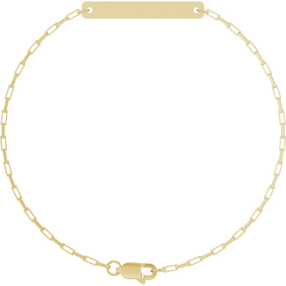 14K Yellow Gold Engravable Paperclip-Style Link 7" Bracelet
