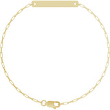 14K Yellow Gold Engravable Paperclip-Style Link 7" Bracelet