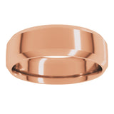 18K Rose Gold 7 mm Beveled-Edge Comfort-Fit Half Round Band Size 9.5
